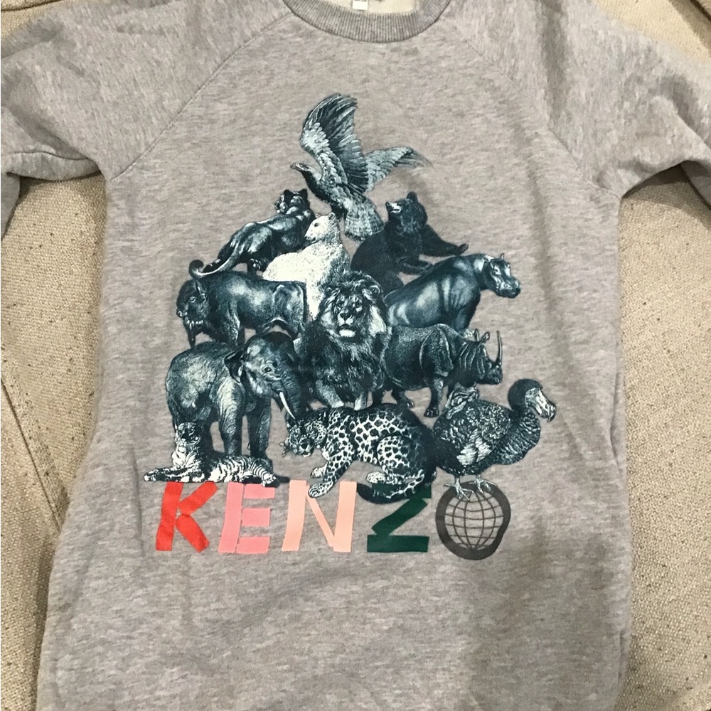 Kenzo Kids Gray Animal Print Sweatshirt dress with pockets! Great find.